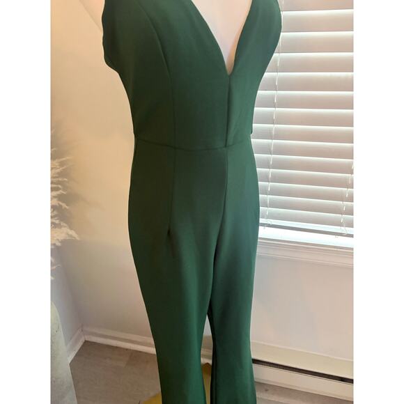 Lulus Instant Icon Dark Green V Neck Jumpsuit Womens Small Straight Leg - Picture 7 of 13